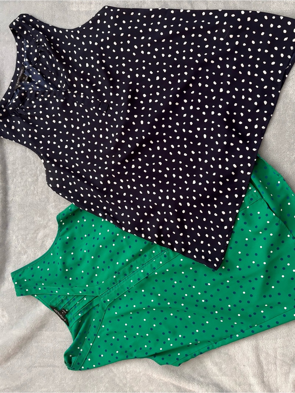 41 Hawthorn Navy and Green Polka Dot Sleeveless Blouses (2)